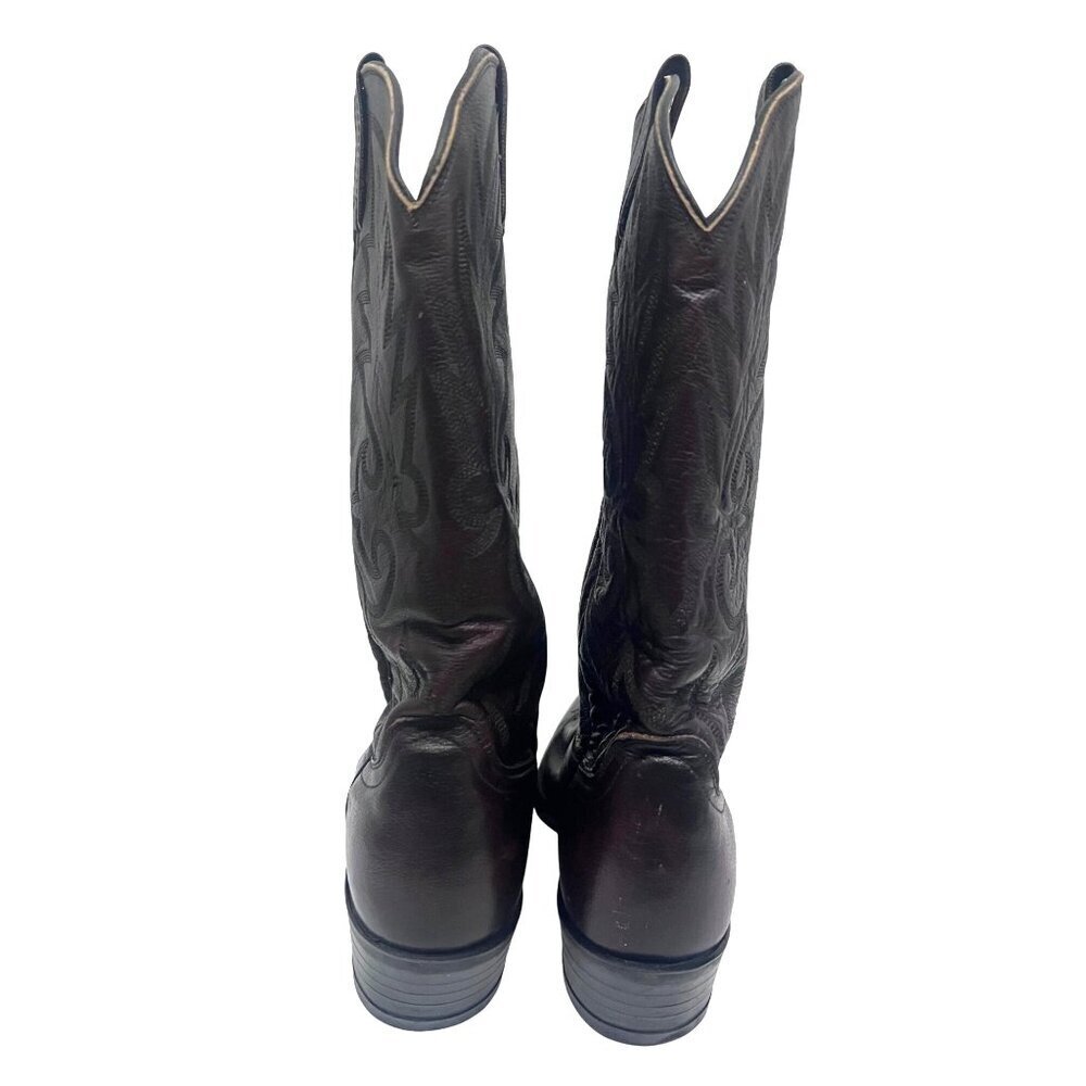 Dan Post Mens Burgundy Leather Tall Western Cowboy Boots US 8D Pull On USA 16773 - Picture 4 of 10
